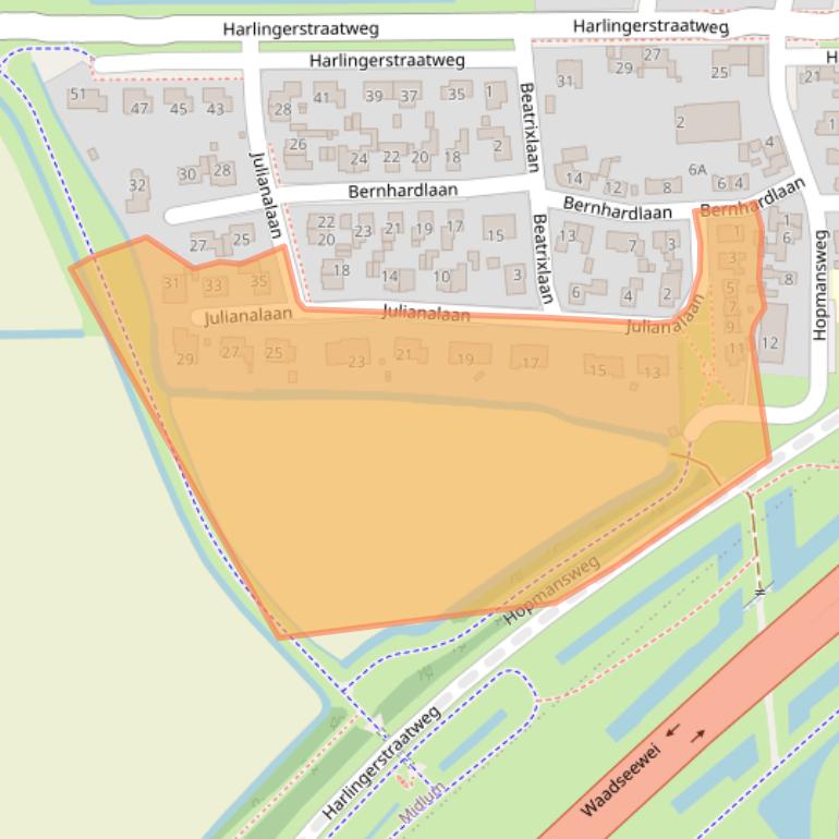 Kaart van postcodegebied 8872NL.