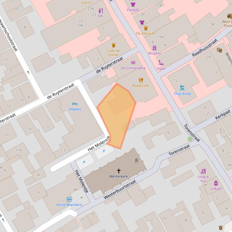 Kaart van postcodegebied 8881AA.