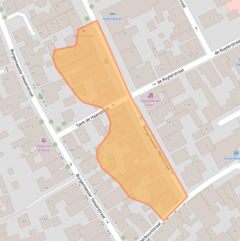 Kaart van postcodegebied 8881AJ.