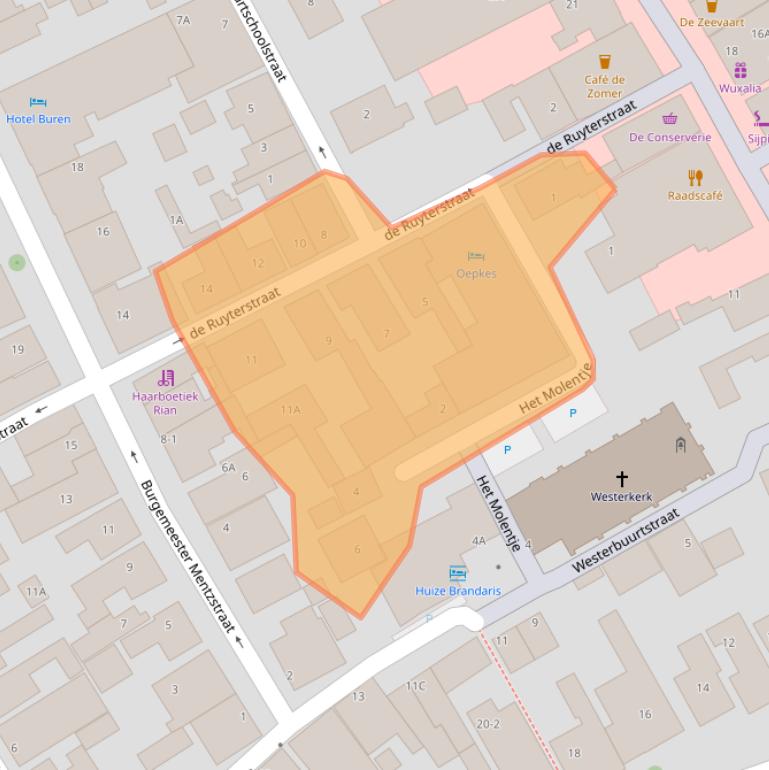 Kaart van postcodegebied 8881AM.