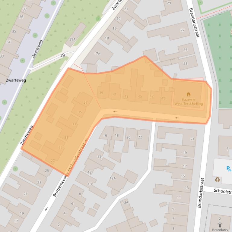 Kaart van postcodegebied 8881AS.