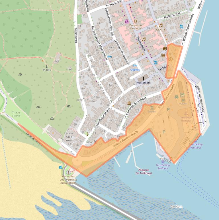 Kaart van postcodegebied 8881BC.