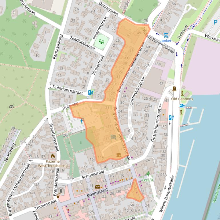 Kaart van postcodegebied 8881BZ.