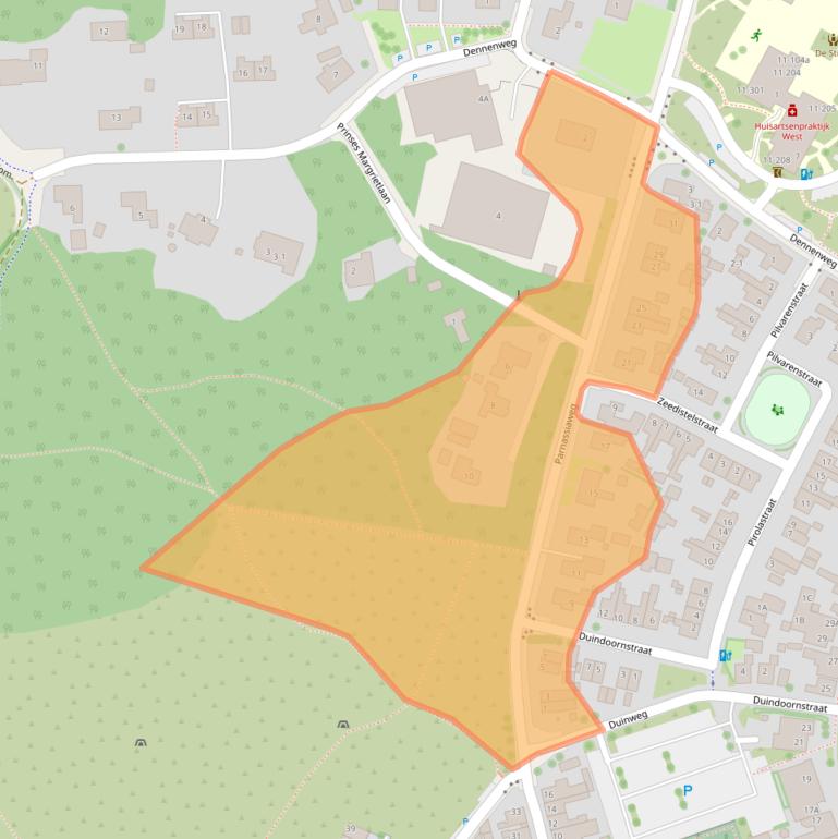 Kaart van postcodegebied 8881CE.