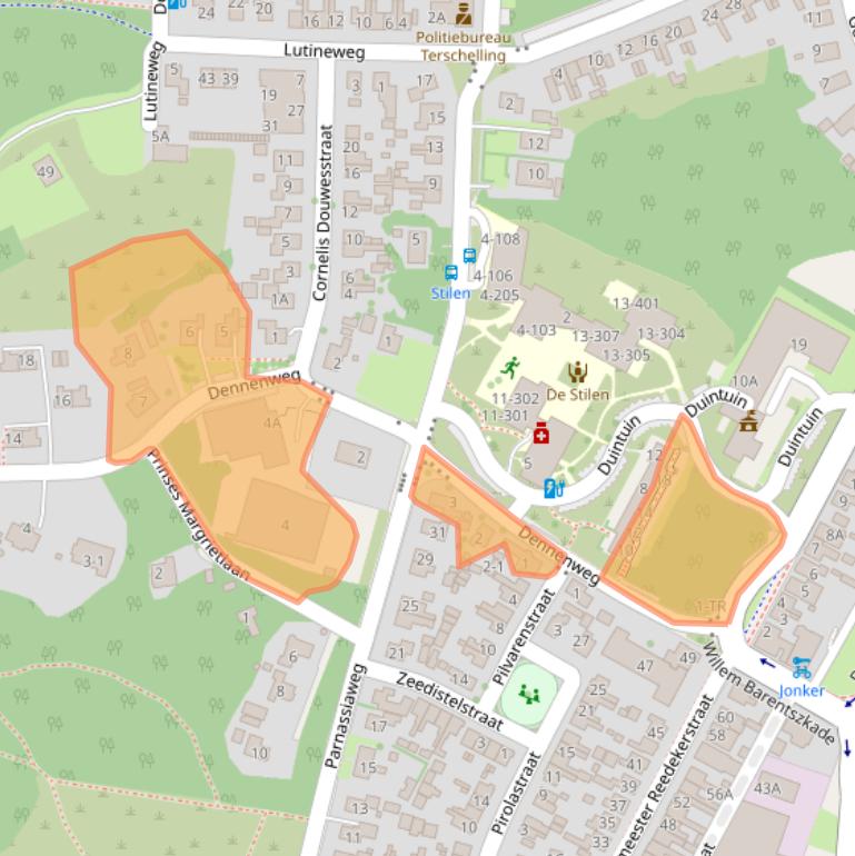 Kaart van postcodegebied 8881CJ.