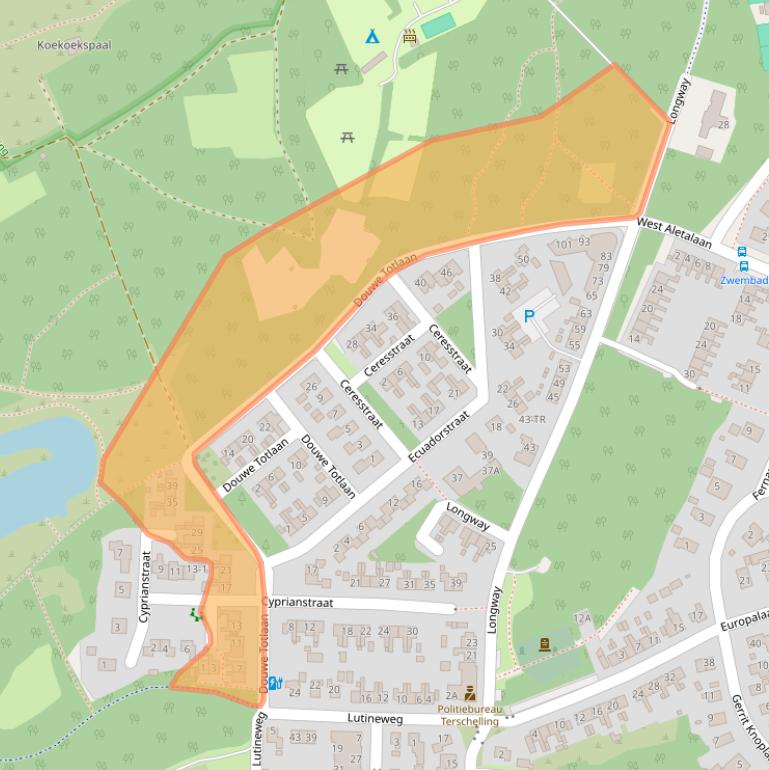 Kaart van postcodegebied 8881CW.