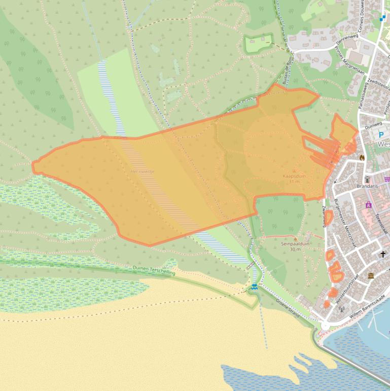 Kaart van postcodegebied 8881DA.