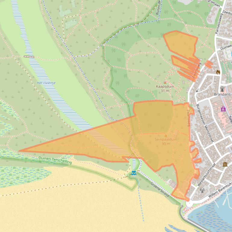 Kaart van postcodegebied 8881DB.