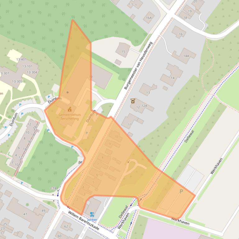 Kaart van postcodegebied 8881EB.