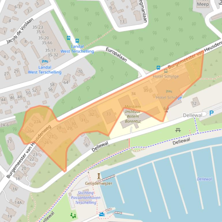 Kaart van postcodegebied 8881ED.