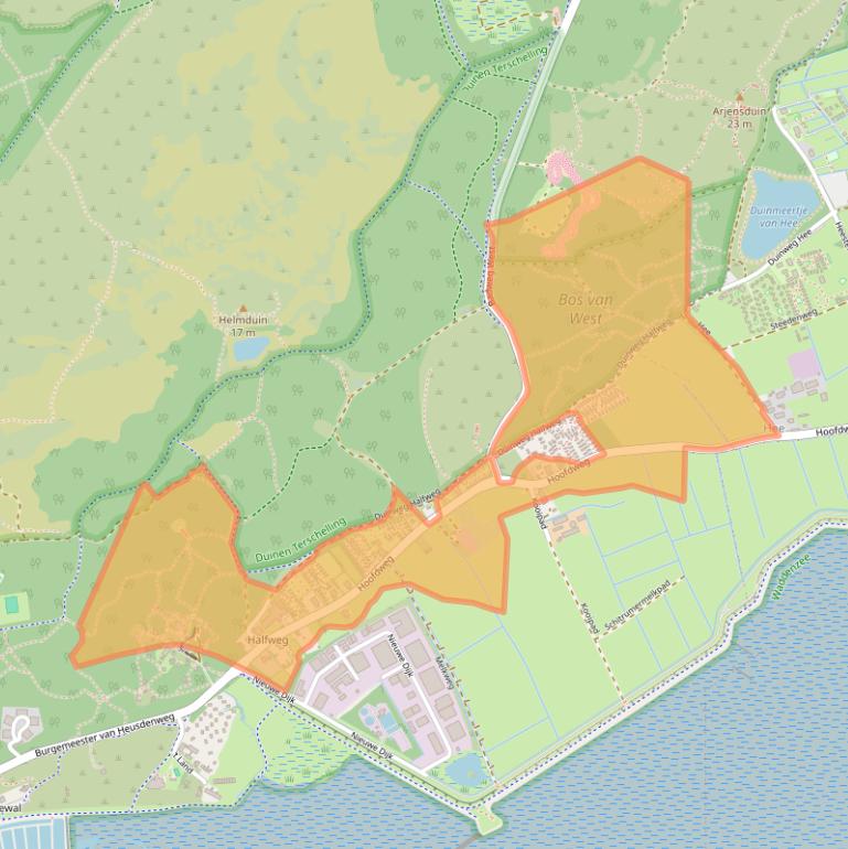 Kaart van postcodegebied 8881HA.