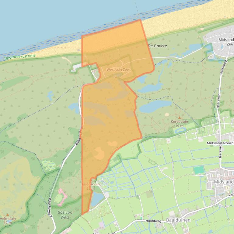 Kaart van postcodegebied 8881HB.