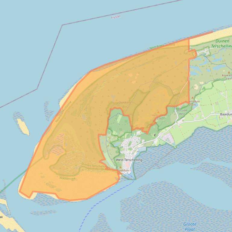 Kaart van postcodegebied 8881HG.