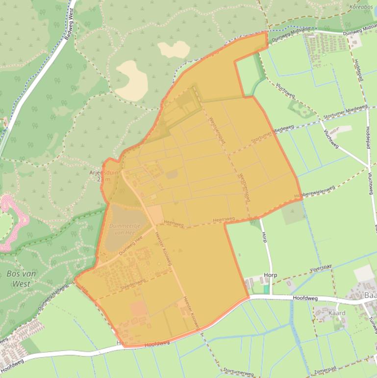 Kaart van postcodegebied 8882.