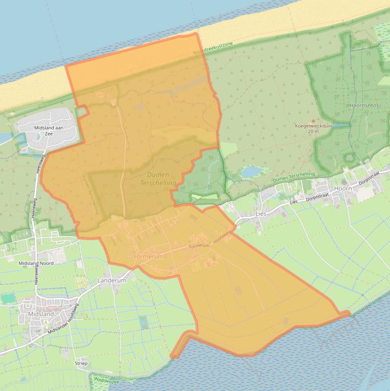 Kaart van postcodegebied 8894.