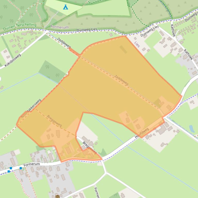 Kaart van postcodegebied 8894KD.