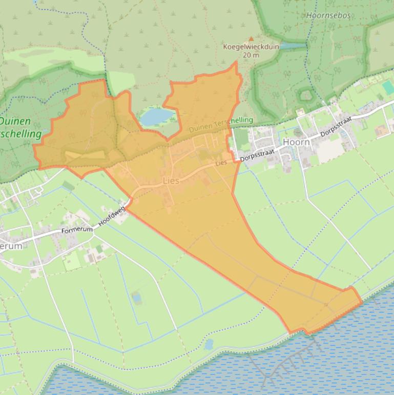 Kaart van postcodegebied 8895.