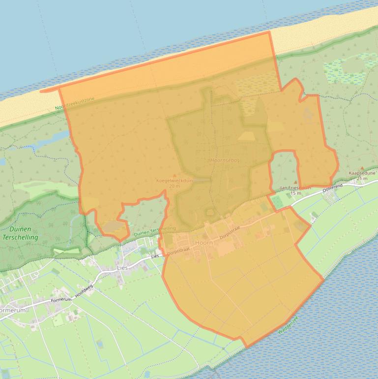 Kaartafbeelding, ingezoomd op postcodegebied 8896.