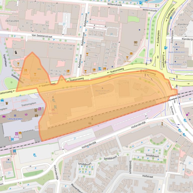 Kaart van postcodegebied 8911AG.