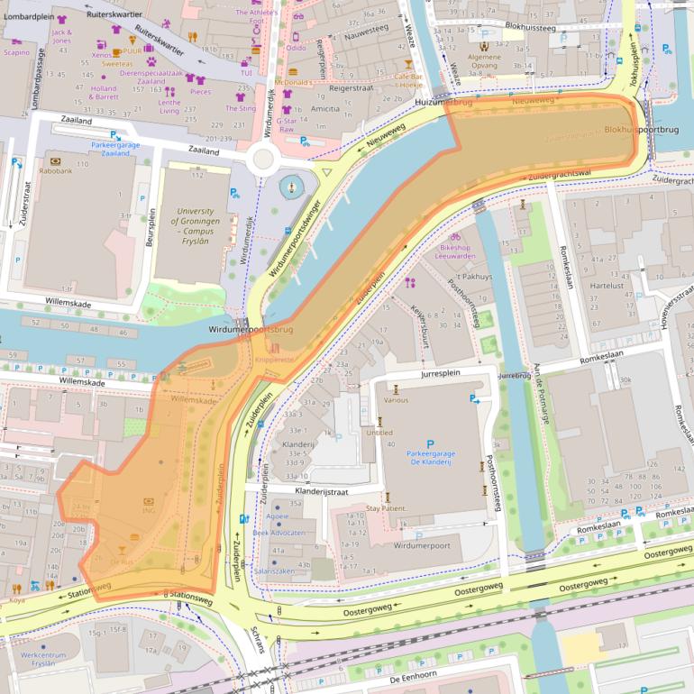 Kaart van postcodegebied 8911AJ.