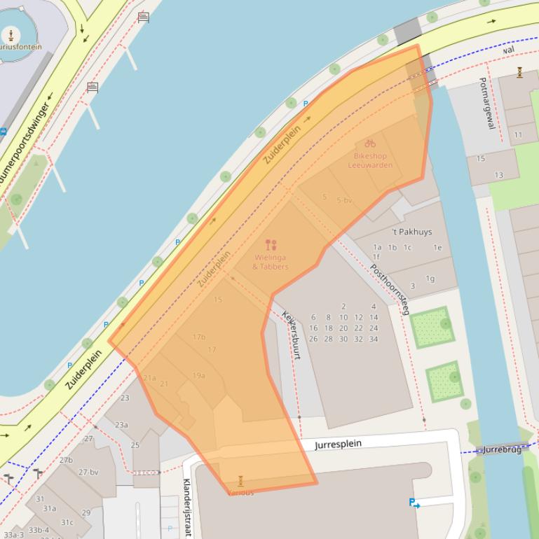 Kaart van postcodegebied 8911AM.