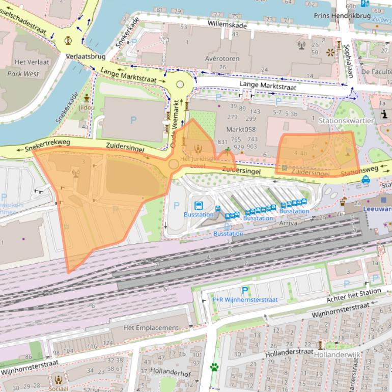 Kaart van postcodegebied 8911AV.