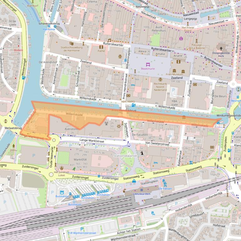Kaart van postcodegebied 8911AZ.