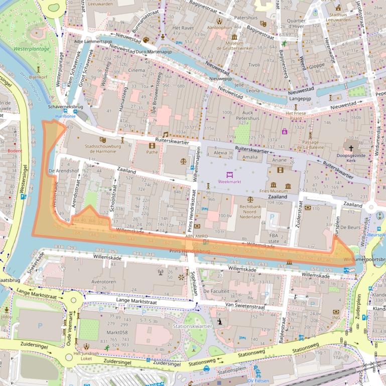 Kaart van postcodegebied 8911BC.