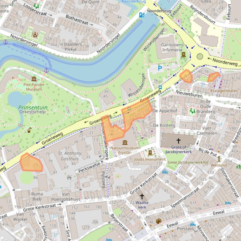 Kaart van postcodegebied 8911EJ.
