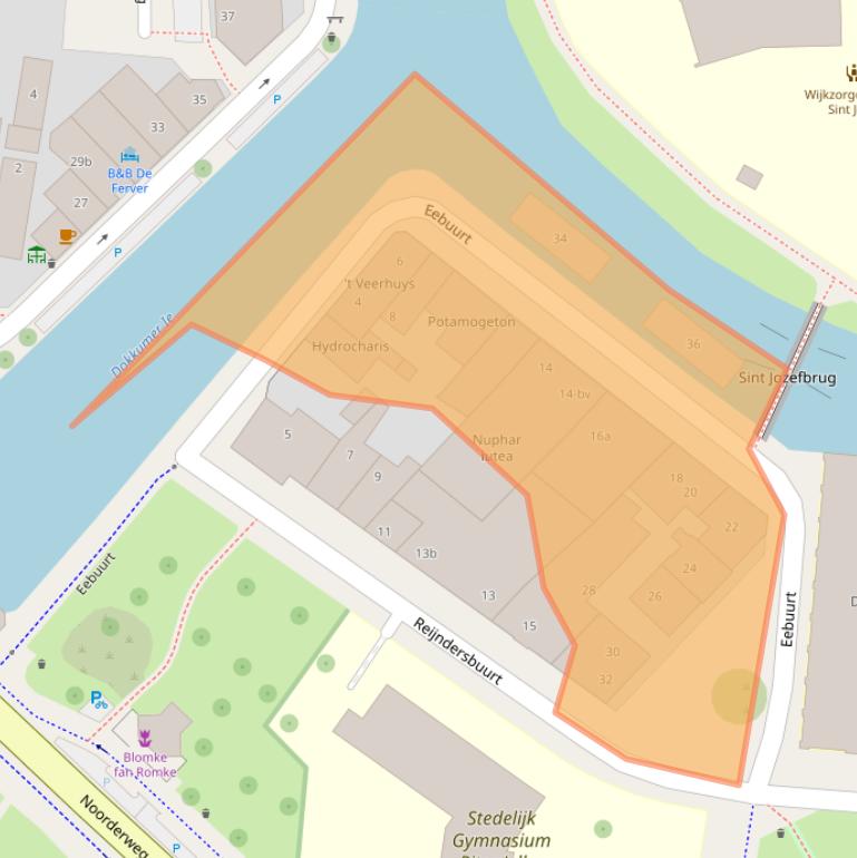 Kaart van postcodegebied 8911EV.