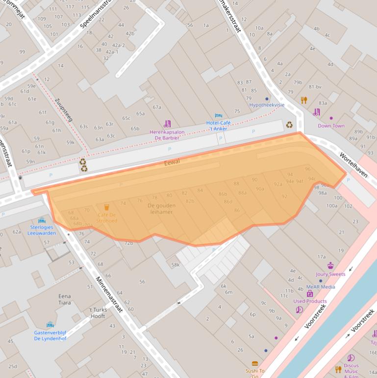 Kaart van postcodegebied 8911GV.