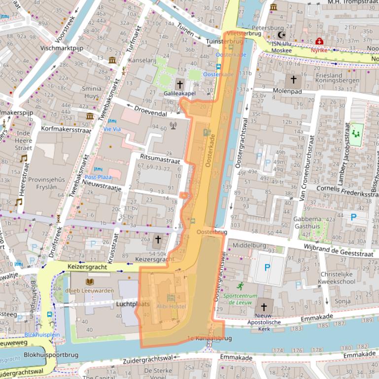 Kaart van postcodegebied 8911KJ.