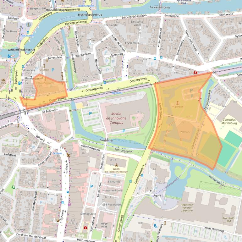 Kaart van postcodegebied 8911MA.