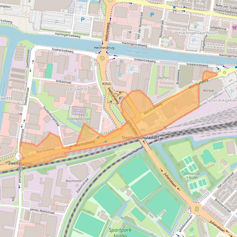 Kaart van postcodegebied 8912AC.