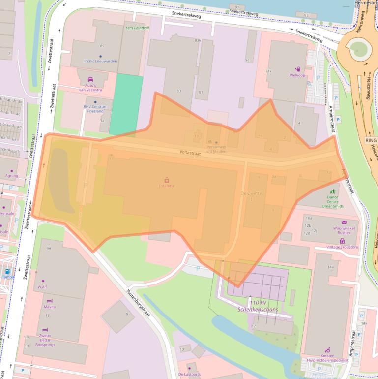 Kaart van postcodegebied 8912AE.