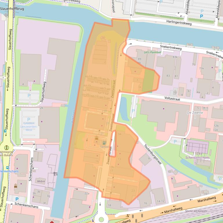 Kaart van postcodegebied 8912AH.