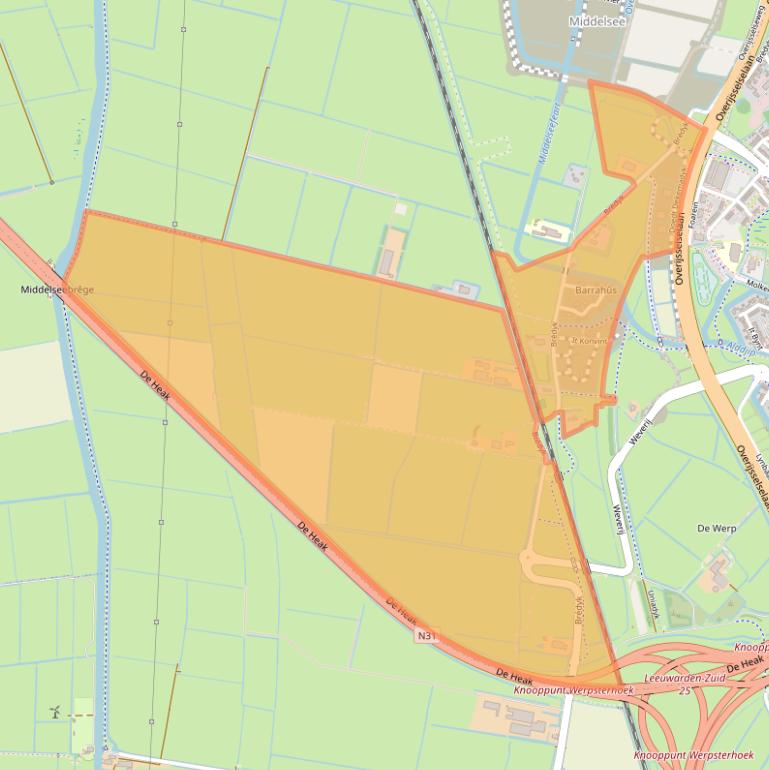 Kaart van postcodegebied 8912CD.