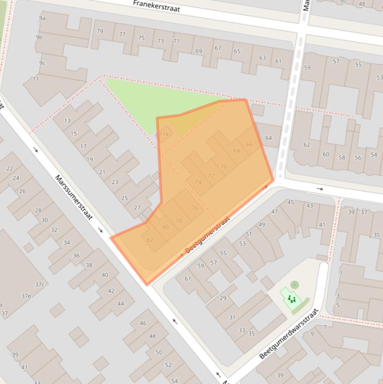 Kaart van postcodegebied 8913AW.