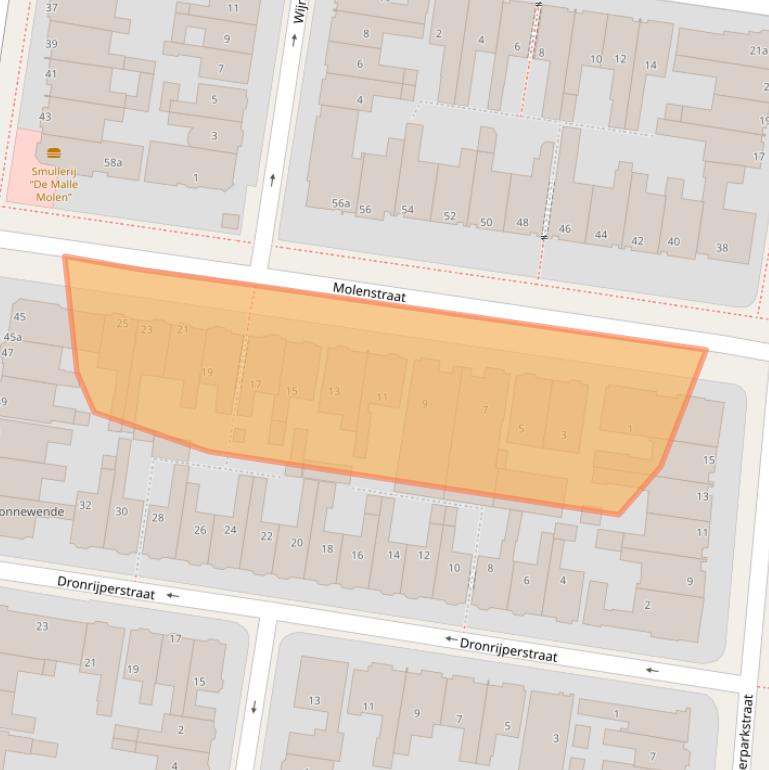 Kaart van postcodegebied 8913BA.