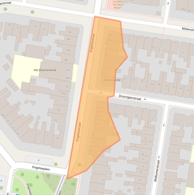 Kaart van postcodegebied 8913BG.