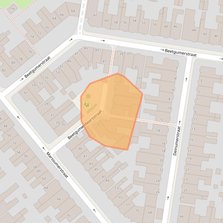 Kaart van postcodegebied 8913BK.