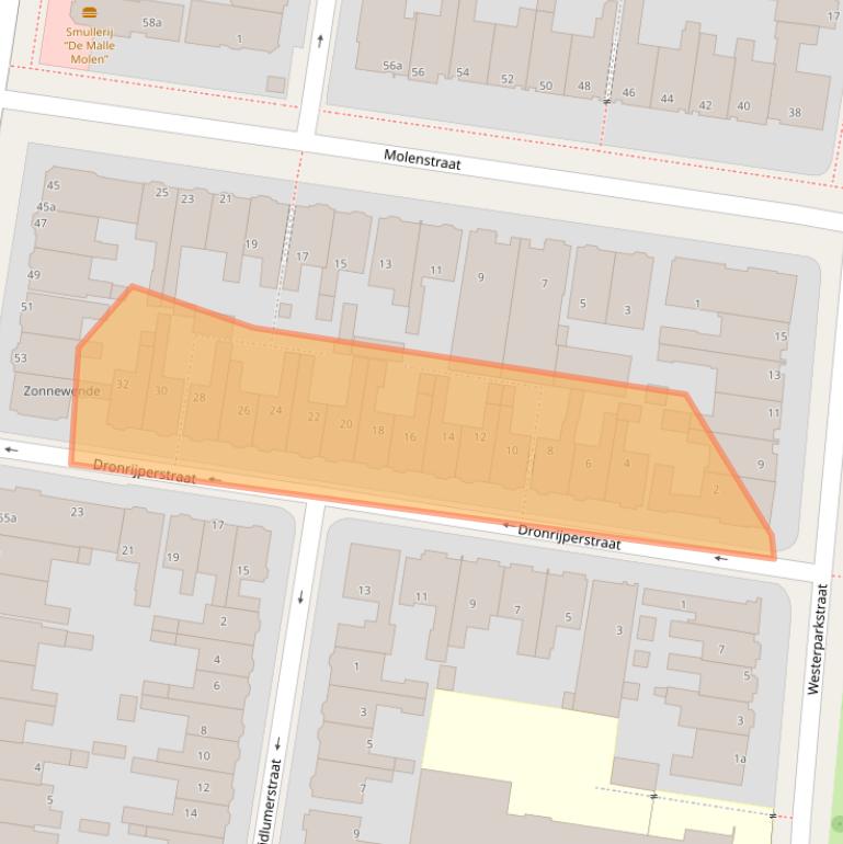 Kaart van postcodegebied 8913BS.