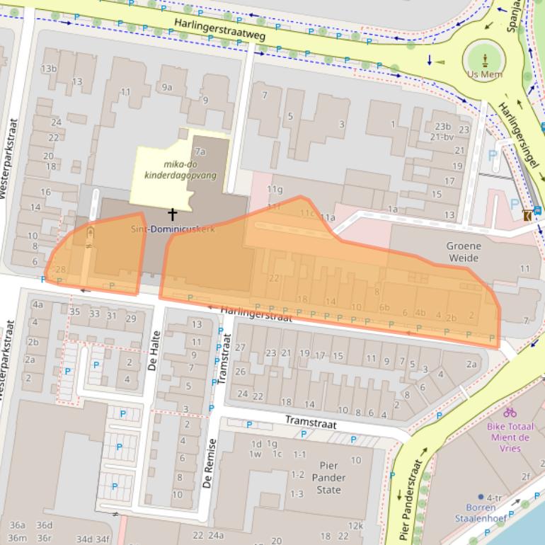 Kaart van postcodegebied 8913CE.
