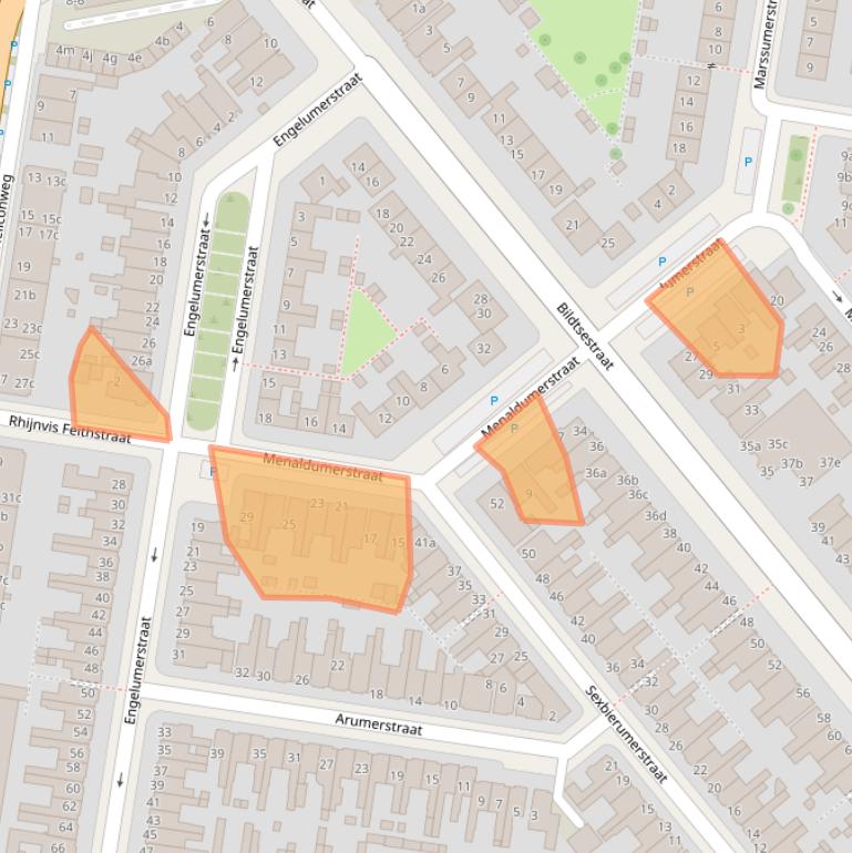 Kaart van postcodegebied 8913EW.