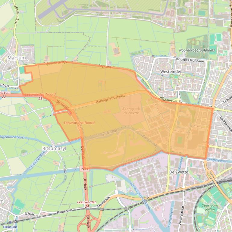 Kaart van postcodegebied 8914.