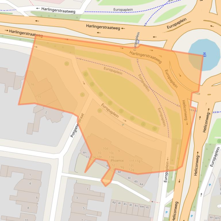 Kaart van postcodegebied 8914AA.