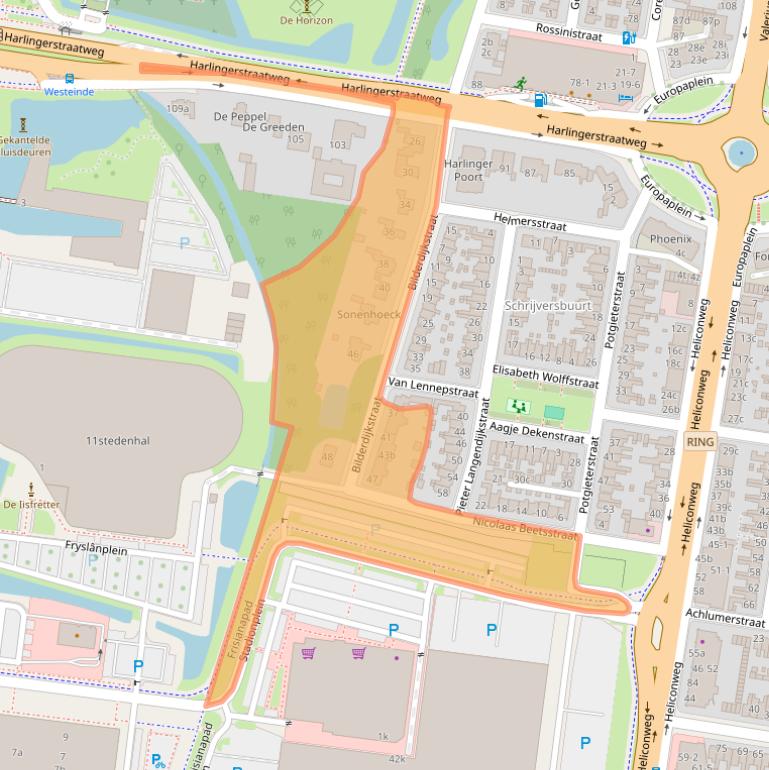 Kaart van postcodegebied 8914AC.