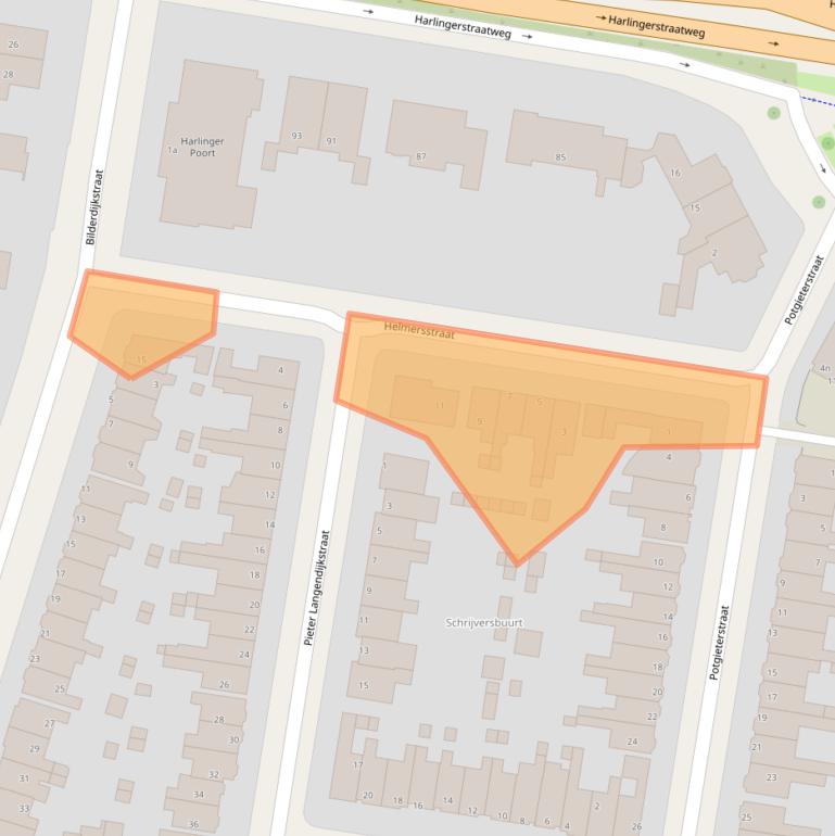 Kaart van postcodegebied 8914AD.