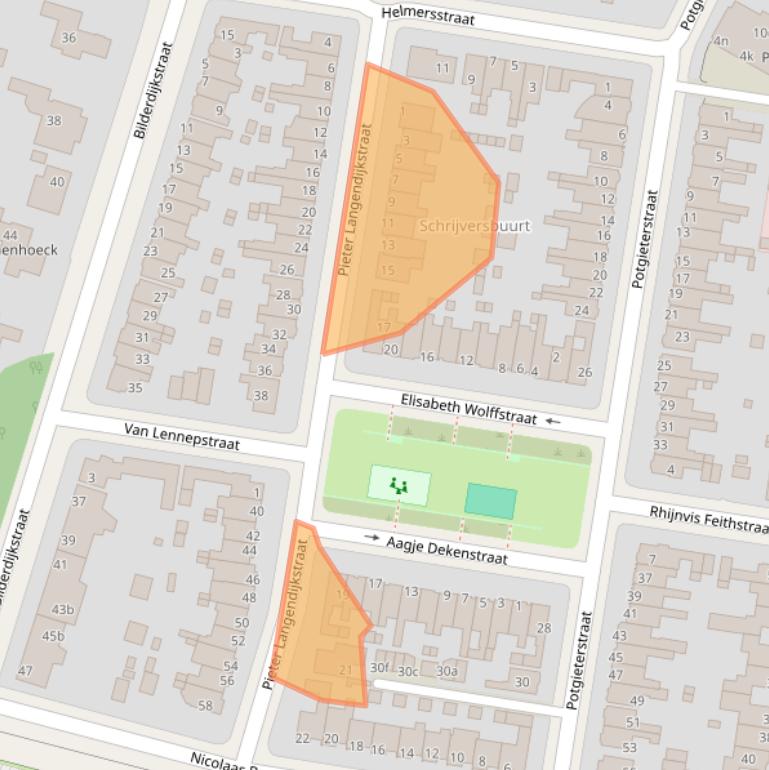 Kaart van postcodegebied 8914AE.