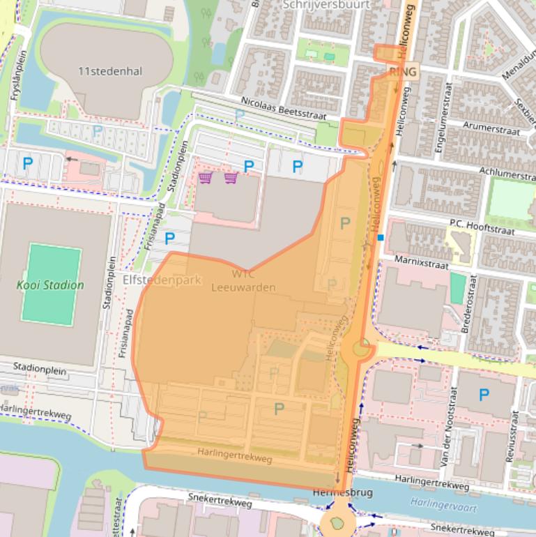 Kaart van postcodegebied 8914AT.